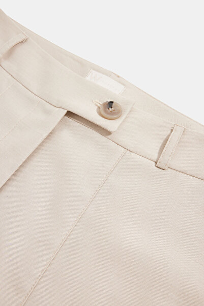 W Collection Beige Pipe Leg High Waist Pants