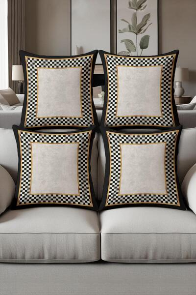Dolce Mariee Digital Printed Soft Textured 4-Piece Throw Pillow Cover Set (43...