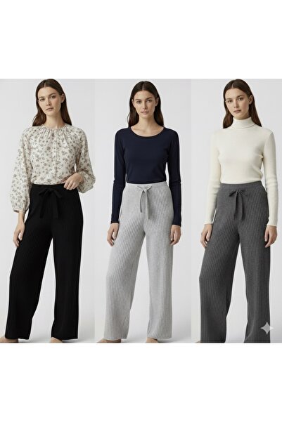 Pi Giyim 3 csomagos női téli vastag kordbársony pizsama alsó melegítőnadrág zseb nélküli Gfs