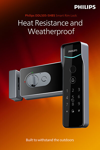 Philips قفل ذكي خارجي Easykey DDL505: مقاوم للحرارة حتى 70 درجة مئوية، ومعتمد من IP66. قفل تلقائي، مع إمكانية الوصول عبر التطبيق/البطاقة/رمز المرور.