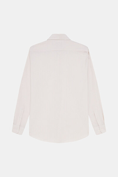 W Collection Beige Long Sleeve Striped Cotton Elastane Shirt