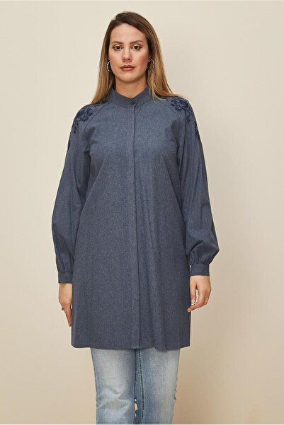 Alvina EMBROIDERED SHOULDERS HIDDEN BUTTON TUNIC 42395