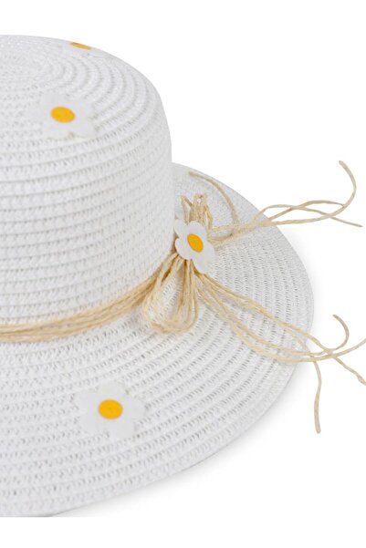 Civil Girls قبعة من القش للفتيات من عمر 6-9 سنوات - أبيض قياسي