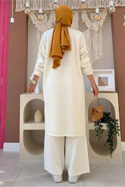 TRENDTESETTÜR Women's Ecru Long Knit Tunic t 51222