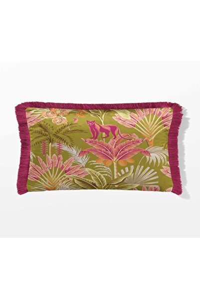 Pilloveland Dikdörtgen Saçaklı Kırlent Kılıfı 50*30 Cm - Panter