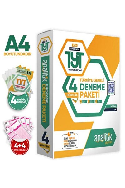 Analitik Yayınları 2026 TYT Analitik Deneme Paketi Dört 4lük Türkiye Geneli D...