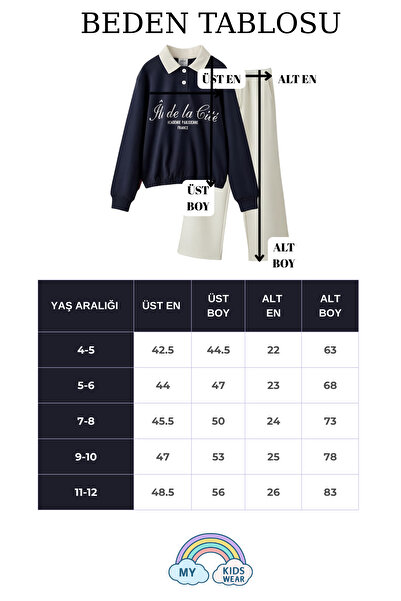 My Kids Wear Set de trening pentru fete din bumbac cu guler polo 4-12 ani 12265