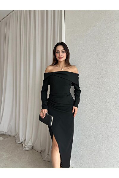 Mooi Butik EMİLİA Maxi Elbise 4210 - Siyah