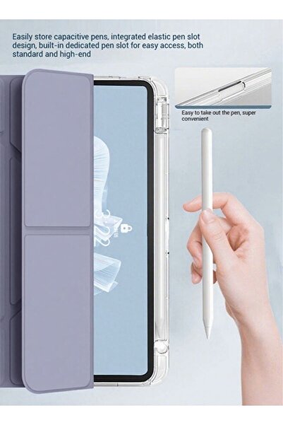 yaqeen iPad 11th (A16) & iPad 10th Generation 10.9 Inch Tpu Transparent Y-shaped Stand Case With Pen Slot