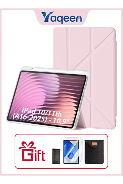 yaqeen iPad 11th (A16) & iPad 10th Generation 10.9 Inch Tpu Transparent Y-shaped Stand Case With Pen Slot