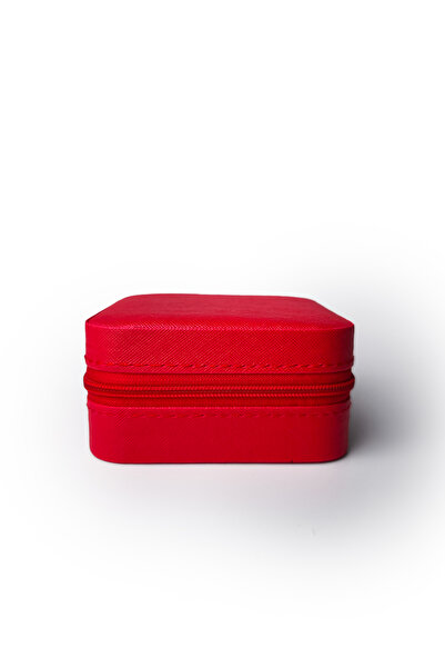 Ecrou Double Compartment Travel Type Jewelry Box Red