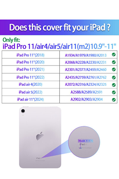 yaqeen iPad Air (M2) & iPad Pro (1st/2nd/3rd/4th) 11 Inch 360°Rotating Protective Case With Pen Slot