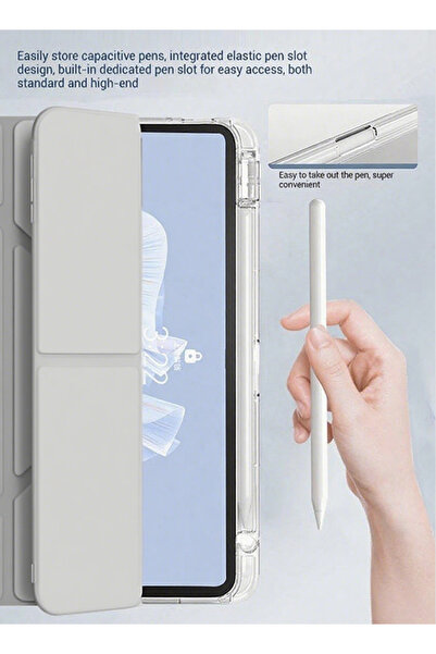 yaqeen iPad 11th (A16) & iPad 10th Generation 10.9 Inch Tpu Transparent Y-shaped Stand Case With Pen Slot