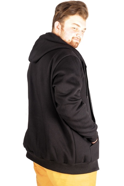 ModeXL Mode Xl Ανδρικό φούτερ με κουκούλα με φερμουάρ Basic 20543 Μαύρο