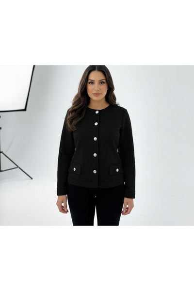 LYVEAN سترة قصيرة من القطن الممشط بياقة دائرية وثلاثة خيوط