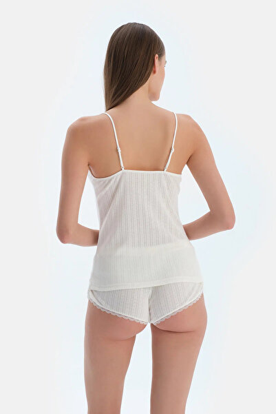 Eros Ecru Pointel Thin Strap Tank Top