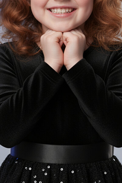 My Kids Wear Κοριτσίστικο φόρεμα με βελούδινη παγιέτα και φουσκωτό φιόγκο για ειδικές περιστάσεις 3-10 ετών