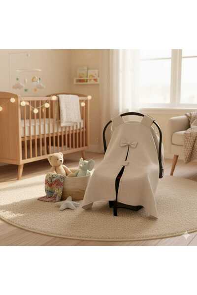 SerSev Müslin Kumaş Krem Rengi Puset Örtüsü %100 Pamuk Kum Rengi Bebek Puset ...