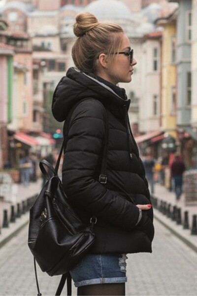 Barborafashion Günlük Su Geçirmez Kışlık Şişme Kadın Mont