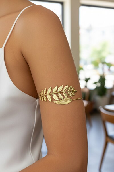 CAŞ DEKORASYON إكسسوار للسوار بنمط أوراق الشجر باللون الذهبي
