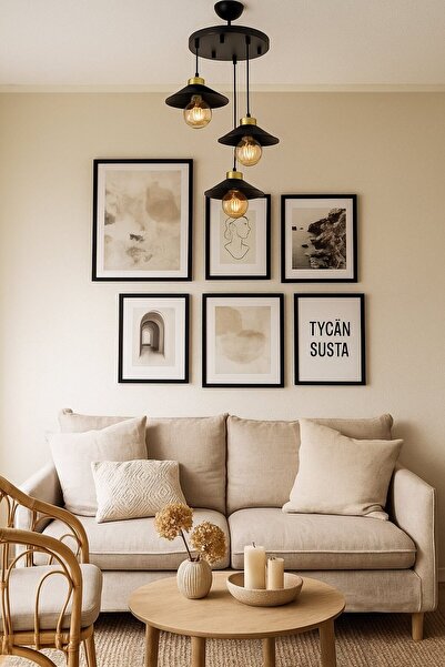 OSC HOME AYDINLATMA TASARIM Japon 3 Lü Siyah Eskitme Avize