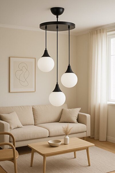 OSC HOME AYDINLATMA TASARIM 3lü Siyah Avize