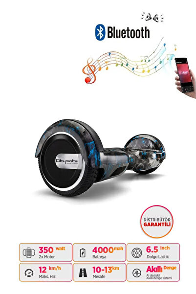 CityMate Elektrikli Kaykay Hoverboard Bluetooth Hoparlörlü 6.5 Inch Grafiti D18
