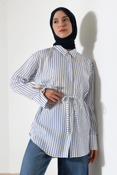 Mihran Butik Жіноча тканина з модального волокна, темно-синя сорочка з капюшоном