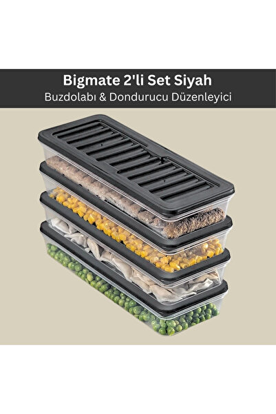 bigmate حاوية تخزين شفافة مكونة من قطعتين 2x1 لتر Bgmt1115 منظم متوافق مع ثلا...