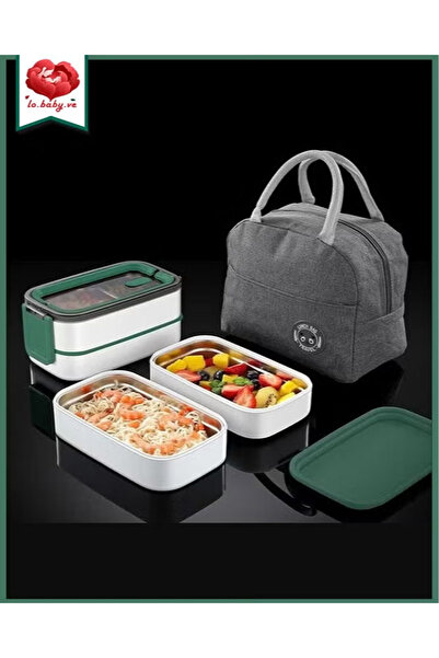 Gootoy صندوق غداء بينتو محمول مزدوج الطبقات، آمن للاستخدام في الميكروويف، متع...