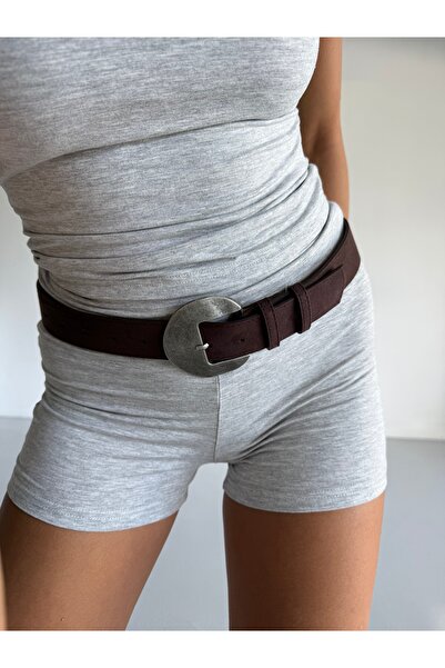 Fiori Suede Oval Buckle Women's Trouser Belt, Coat Belt, Dress Belt, Shirt Belt