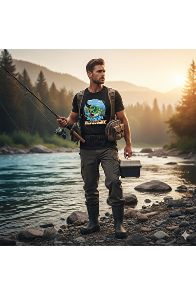 Butik تي شيرت مطبوع عليه صورة صياد السمك، صياد السمك الرقمي