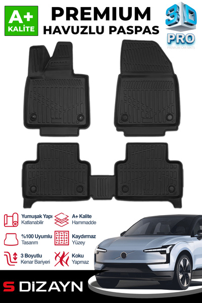 S Dizayn S-Dizayn Volvo EX30 3D Pro Havuzlu Paspas 2025 Üzeri A+ Kalite 3DS-SDZ305