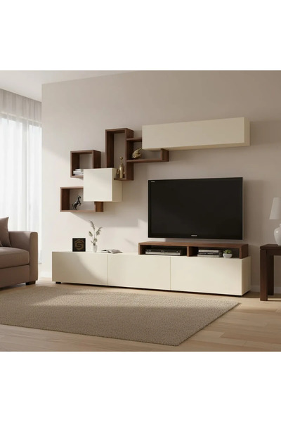 Stylish Home Brown and beige TV cabinet and table - Elit2