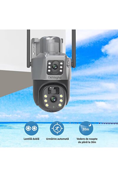 DeVeghe GS20 Dual WiFi Solar Security Camera 6MP + 64GB Card (Gray)