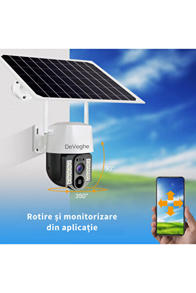 DeVeghe GS11 WiFi 3MP Solar Powered PTZ Security Camera, 8000mAh Battery + 64GB