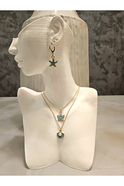 Alyas Aksesuar Star Shell Necklace and Earring Set