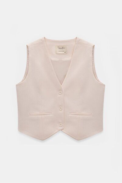 Saade Светлорозово сако с джобове, детайли, 3 копчета и подплата