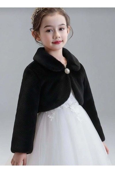 Mnk Baby&Kids Bolero de pluș pentru fete - mânecă lungă, M00681, NEGRU