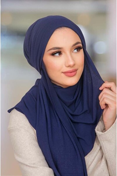 Aişe tesettür Lacivert Kelebek Bone Şal