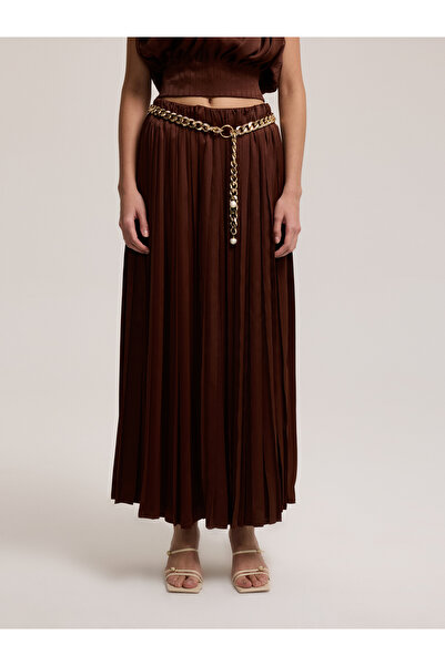 BAQA Brown Skirt with Gold Belt