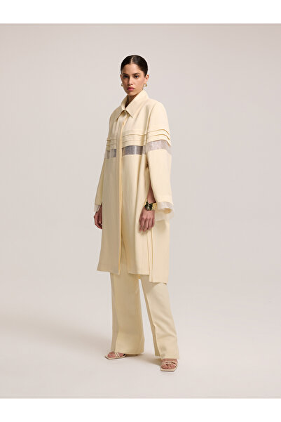 BAQA Beige Trench Coat with Cape Detail