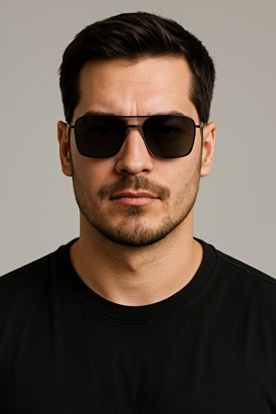 Angel Eyes Square Design Black Glass Black Polarized Glass Men's Casual Goggles