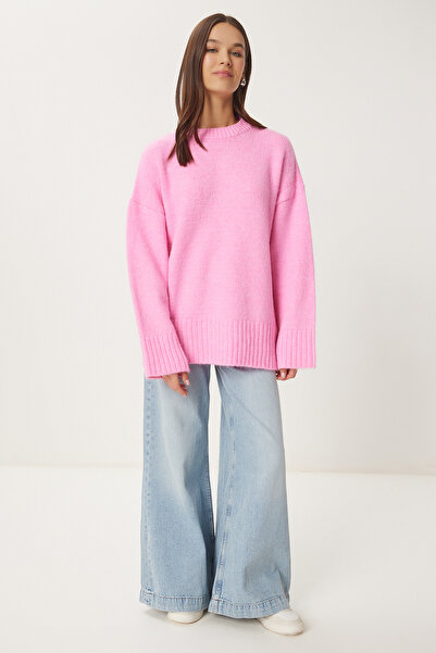 Lovelyİstanbul Oversize Μαλακό Πλεκτό Πουλόβερ - ΡΟΖ LPF0063