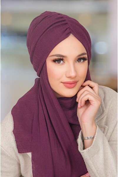 Aişe tesettür Koyu Bordo Kelebek Model Büzgülü Bone Şal