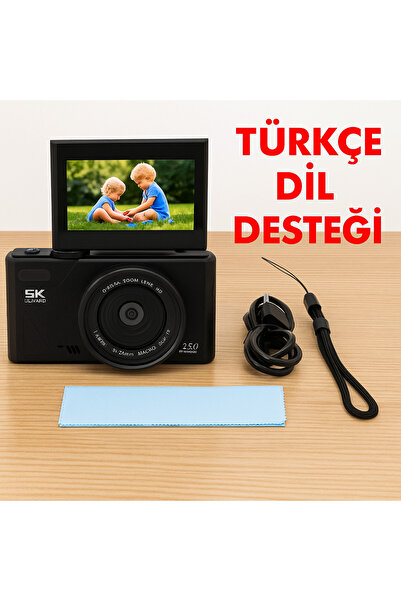 MSYELEKTRONİK 5K UHD 75 MP Dijital Kamera | 18X Zoom | Retro Tasarım | Vlog & Seyahat Fotoğrafçılığı (Siyah)