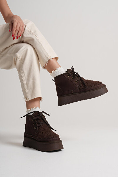 Zerenyus Loana Premium Women's Fur-Lined Bitter Brown Winter Thick Sole Sports Boots