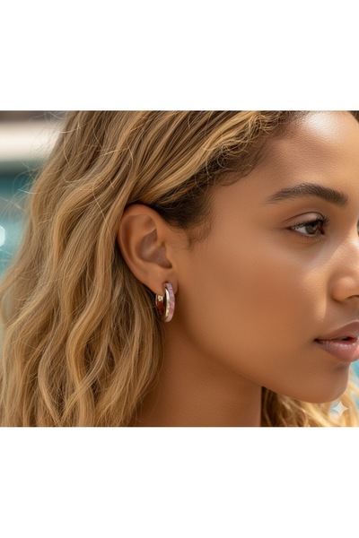 İNN JEWELLERY Steel Earrings Tarnish-Free Antiallergic Pink Color (2 Years Importer Guarantee)