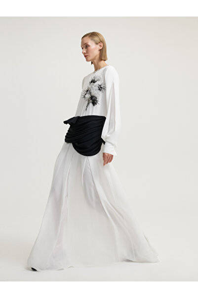 BAQA White Dress with Thick Black Belt