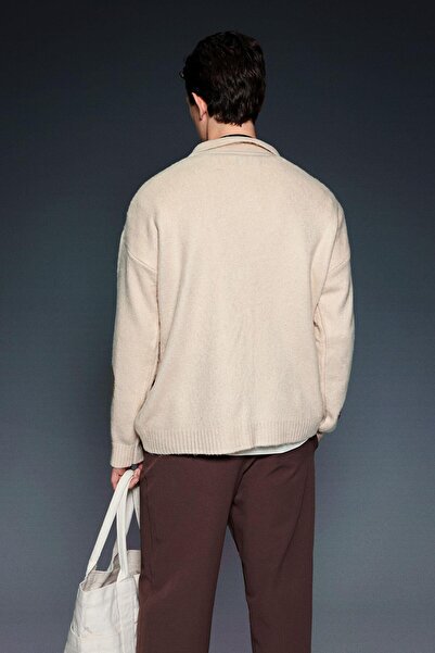 ablukaonline Ανδρική πέτρα πουλόβερ με μαλακή υφή με λαιμόκοψη